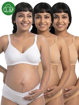 Inner Sense - Organic Cotton Antimicrobial Nursing Bra Pack of 3 - Multi-Color