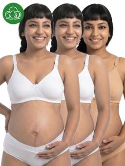 Inner Sense - Organic Cotton Antimicrobial Nursing Bra Pack of 3 - Multi-Color