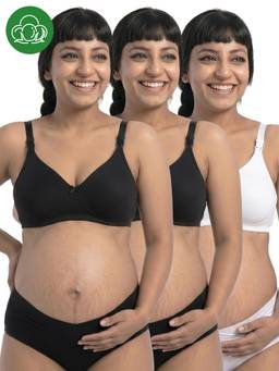 Inner Sense - Organic Cotton Antimicrobial Nursing Bra Pack of 3 - Multi-Color