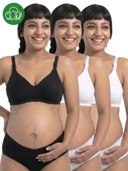 Inner Sense - Organic Cotton Antimicrobial Nursing Bra Pack of 3 - Multi-Color