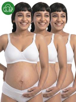 Inner Sense - Organic Cotton Antimicrobial Nursing Bra Pack of 3 - White