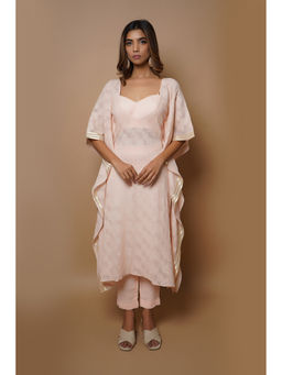 Ahi Clothing - Peach Chikankari Kaftan (Set of 3)