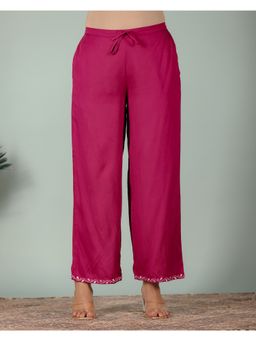 ARAMYA - Burgundy Solid Palazzo for Women