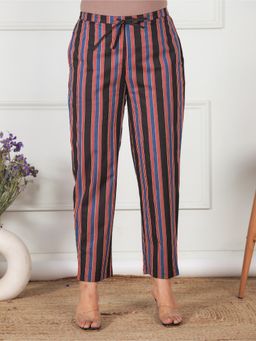 ARAMYA - Multi Color Cotton Striped Pants for Women
