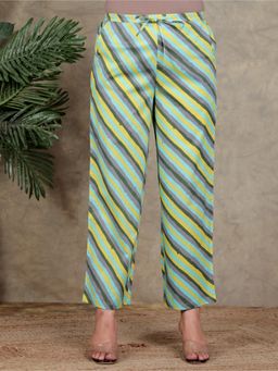 ARAMYA - Multi-Color Soft Cotton Striped Pants for Women