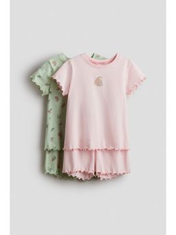 H&M - Girls Green 2-pack cotton pyjamas
