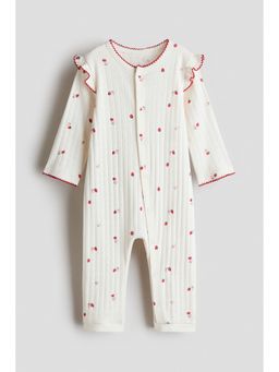 H&M - Girls White Cotton pointelle sleepsuit