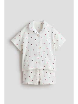 H&M - Girls White Patterned muslin pyjamas