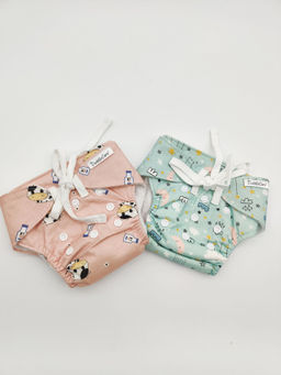 Cuddle Care - Duo New Born Cloth Diaper for Moon Pie & Baby Moo (Pack of 2)