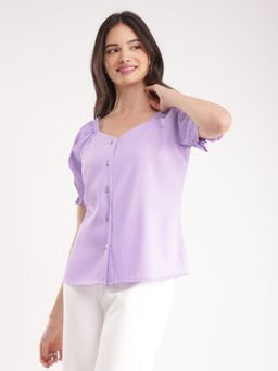 FableStreet - Sweetheart Neck Top Lavender