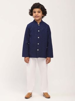 Spunkies - Blue Sequin Jacket with Mandarin Collar