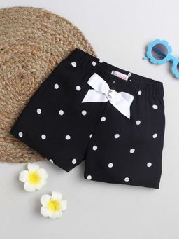 Hopscotch - Girls Black Polka Dot Print Shorts