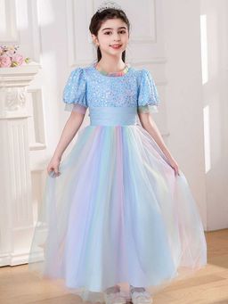 Hopscotch - Girls Blue Sequin Embellished Gown