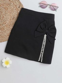 Hopscotch - Girls Black Bow Applique Skirt