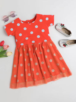 Hopscotch - Girls Red Polka Dot Print Casual Dress
