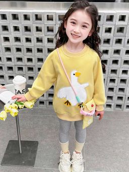 Hopscotch - Girls Yellow and Grey Animal Embroidered Sweatshirt Legging Set