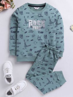 Hopscotch - Boys Blue Text Print Sweatshirt and Jogger Co-Ord Set