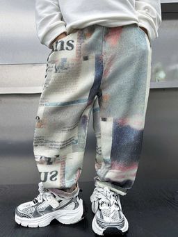Hopscotch - Boys Multicolor Text Print Jeans