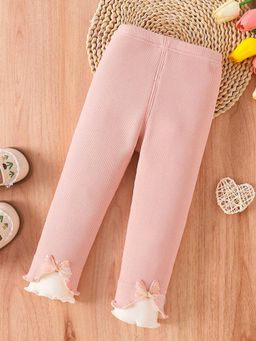 Hopscotch - Girls Pink Bow Applique Leggings