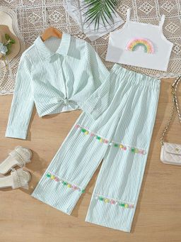 Hopscotch - 3-Piece Stripe Print Blouse, Cami and Pant