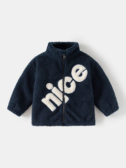 Hopscotch - Boys Navy Text Applique Full-Sleeve Jacket