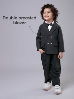 Hopscotch - 3-Piece Solid Blazer, Shirt and Pant with Bow