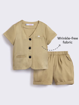 Hopscotch - 2-Piece Back Buckle Belt Blazer and Shorts