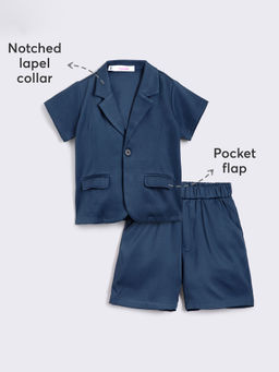 Hopscotch - 2-Piece Notched Lapel Collar Blazer and Shorts