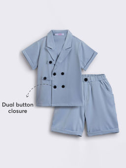 Hopscotch - 2-Piece Notched Lapel Collar Blazer and Shorts