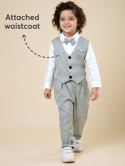 Hopscotch - 2-Piece Shirt with Attached Waistcoat and Pants Bow