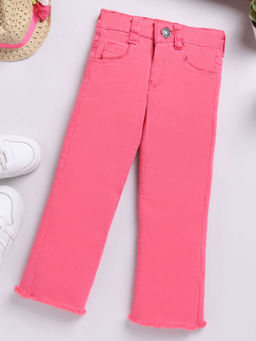 Hopscotch - Girls Fuchsia Solid Cotton Pant
