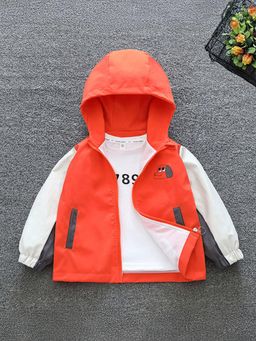Hopscotch - Boys Orange and White Puppy Print Full-Sleeve Jacket