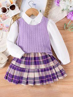 Hopscotch - 3-Piece Textured Vest, Shirt Blouse and Skirt