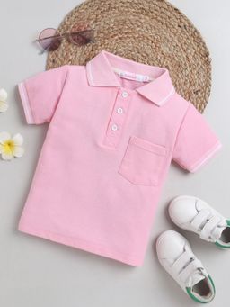 Hopscotch - Boys Pink Solid Polo T-Shirt
