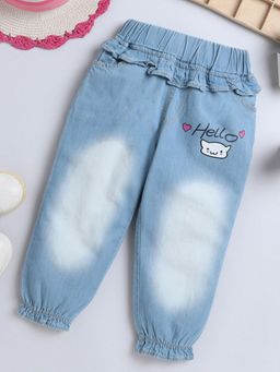Hopscotch - Girls Light Blue Graphic Print Jeans