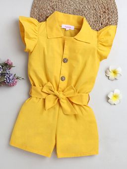 Hopscotch - Girls Yellow Solid Playsuit