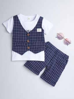 Hopscotch - Boys Navy Checkered Formal Set