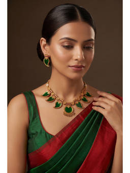 Beryachi - Pink Grand South Indian Elakathali Jewellery Set