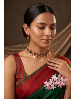 Beryachi - Blue Majestic Ela Kathali Temple Jewellery Set