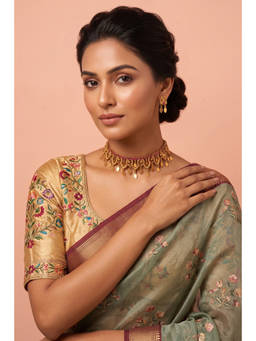 Beryachi - Pink Traditional Gold Look Ela Kathali Jewellery Set