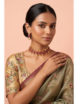 Beryachi - Pink South Indian Heritage Coin Jewellery Set
