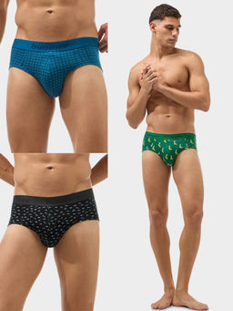 Bummer - Men Cotton Multi-color Printed Briefs (Pack of 3)