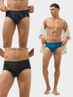 Bummer - Men Cotton Printed Multi-color Briefs (Pack of 3)