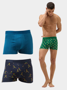 Bummer - Multicoloured Men Cotton Printed Trunks (Pack of 3)