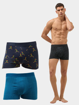 Bummer - Men Cotton Multicoloured Printed Trunks (Pack of 3)