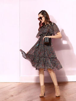 Miss Chase - Women Multi-Color Printed Knee Length Dress