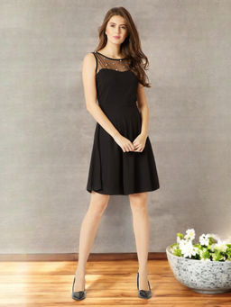 Miss Chase - Women Black Solid Mini Dress