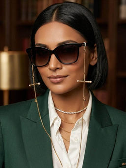 ORNAMAAS - The Crossline Pearl Luxe Chain Eyewear