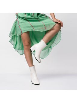 Saint G - Solid White Leather Zipper Boots