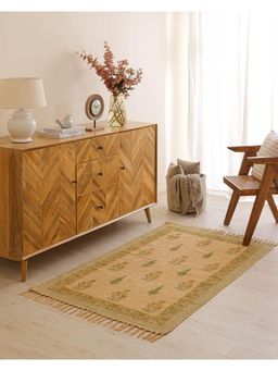 The Home Story - Hand Block Print Dari Carpet - Desert Meadow Rug with Tassels